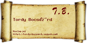 Tordy Bocsárd névjegykártya